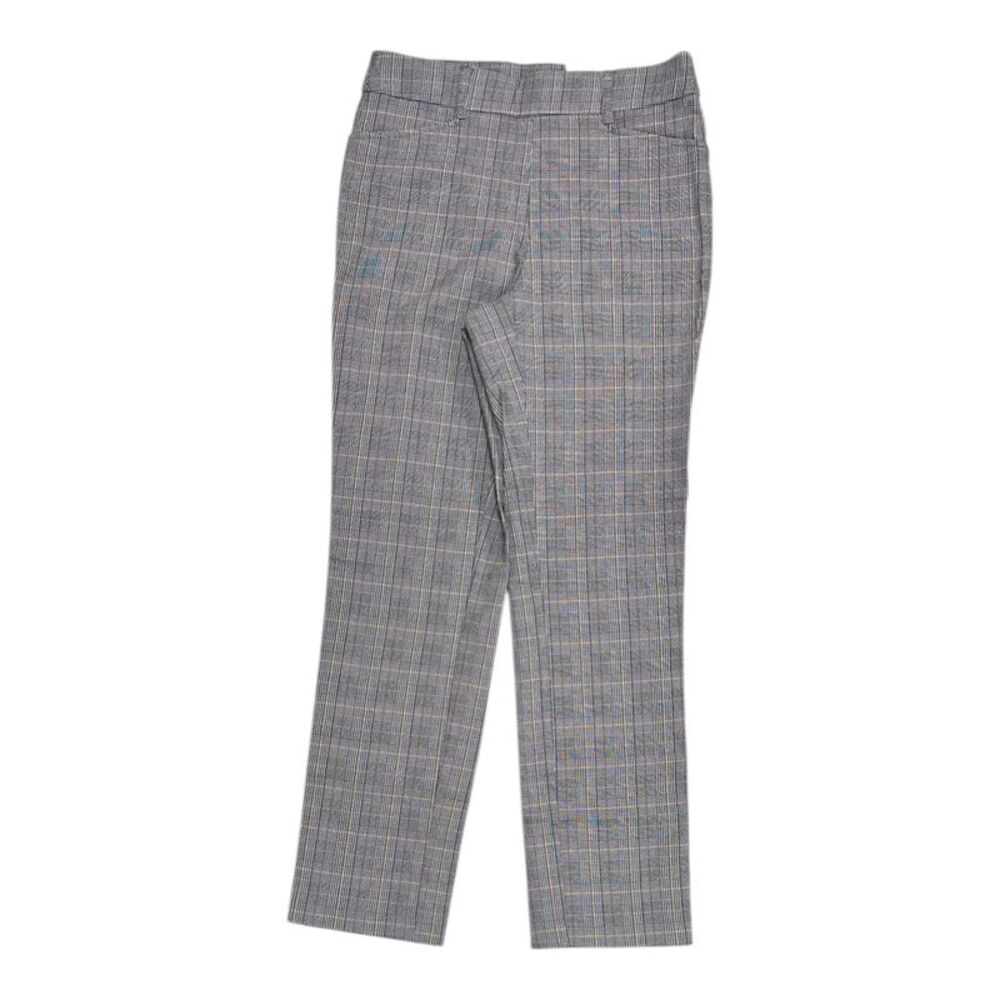 Rafaella Women's Pull-On Pockets Slim Straight Leg Stretch Pant - Grey Plaid